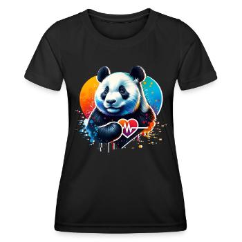 Cardio Pandabär EKG Panda - Frauen Funktions-T-Shirt - Schwarz - Vorne - AI Model Female 172 light (172cm)