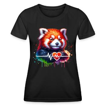 Red Panda ECG - T-shirt sport Femme - noir - Devant - AI Model Female 172 light (172cm)