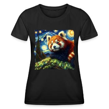 Roter Panda Starry Night - Frauen Funktions-T-Shirt - Schwarz - Vorne - AI Model Female 172 light (172cm)