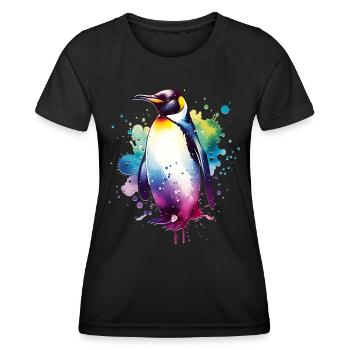 Galapagos Pinguin - Frauen Funktions-T-Shirt - Schwarz - Vorne - AI Model Female 172 light (172cm)
