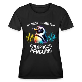 Galapagos Pinguin Herzlinie - Frauen Funktions-T-Shirt - Schwarz - Vorne - AI Model Female 172 light (172cm)