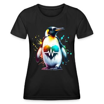 Galapagos Pinguin EKG - Frauen Funktions-T-Shirt - Schwarz - Vorne - AI Model Female 172 light (172cm)