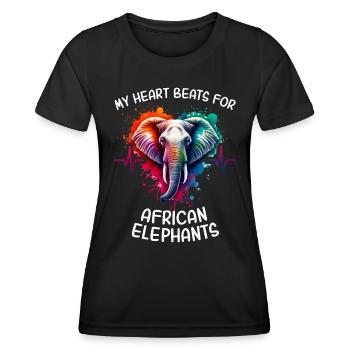afAfrican Elephant Heart Line - Women's Functional T-Shirt - black - Front - AI Model Female 172 light (172cm)