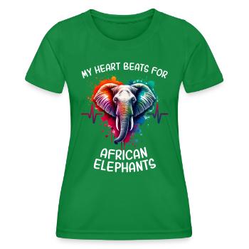 afAfrikanischer Elefant Herzlinie - Frauen Funktions-T-Shirt - Kelly Green - Vorne - AI Model Female 172 dark (172cm)