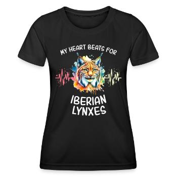 Ligne de cœur de lynx ibérique - T-shirt sport Femme - noir - Devant - AI Model Female 172 light (172cm)