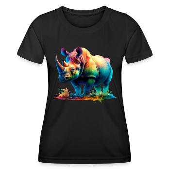 Rhino Nashorn - Frauen Funktions-T-Shirt - Schwarz - Vorne - AI Model Female 172 light (172cm)