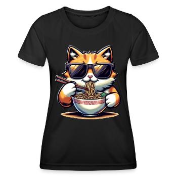 Katze Ramen - Frauen Funktions-T-Shirt - Schwarz - Vorne - AI Model Female 172 light (172cm)