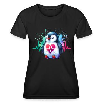 ECG pingouin - T-shirt sport Femme - noir - Devant - AI Model Female 172 light (172cm)