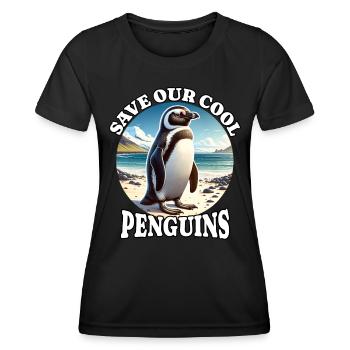Sauver le pingouin - T-shirt sport Femme - noir - Devant - AI Model Female 172 light (172cm)