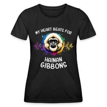 Schopfgibbon Herzlinie - Frauen Funktions-T-Shirt - Schwarz - Vorne - AI Model Female 172 light (172cm)