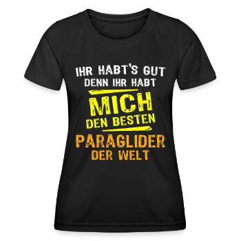 Paraglider Geschenk - Frauen Funktions-T-Shirt - Schwarz - Vorne - AI Model Female 172 light (172cm)