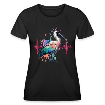 Northern Bald Ibis ECG Stork - Women's Functional T-Shirt - black - Front - AI Model Female 172 light (172cm)