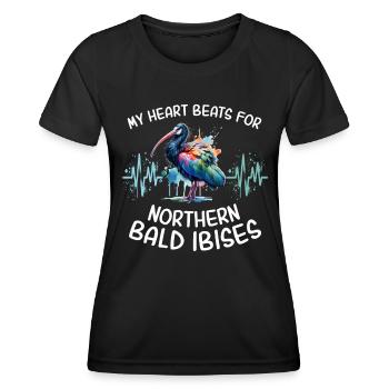 Waldrapp Herzlinie - Frauen Funktions-T-Shirt - Schwarz - Vorne - AI Model Female 172 light (172cm)