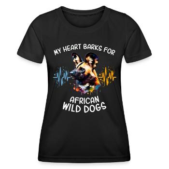 africanAfrican wild dog heartline - Women's Functional T-Shirt - black - Front - AI Model Female 172 light (172cm)