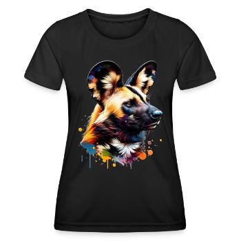 aAfrican wild dog - Women's Functional T-Shirt - black - Front - AI Model Female 172 light (172cm)