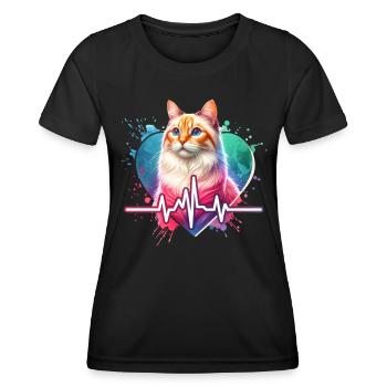 ECG de chat andin - T-shirt sport Femme - noir - Devant - AI Model Female 172 light (172cm)