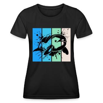 Dauphin lisse du fleuve Yangtze - T-shirt sport Femme - noir - Devant - AI Model Female 172 light (172cm)