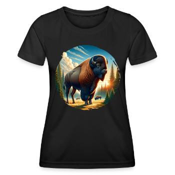 Bison Prairie Bison - Women's Functional T-Shirt - black - Front - AI Model Female 172 light (172cm)