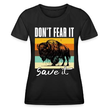 Dictons amusants de buffle - T-shirt sport Femme - noir - Devant - AI Model Female 172 light (172cm)
