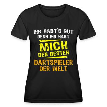 Cadeau pour joueur de fléchettes - T-shirt sport Femme - noir - Devant - AI Model Female 172 light (172cm)