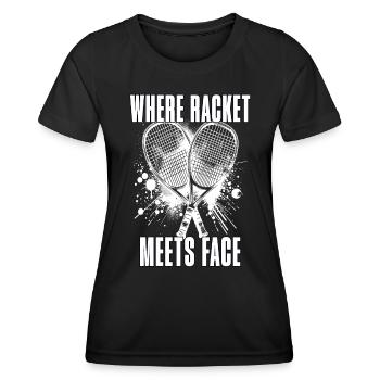 Funny Squash Saying - Women's Functional T-Shirt - black - Front - AI Model Female 172 light (172cm)