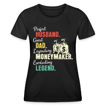 Money earner dad - Women's Functional T-Shirt - black - Front - AI Model Female 172 light (172cm)
