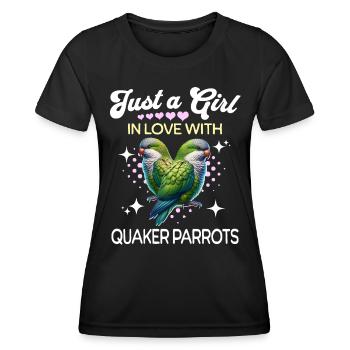 Moine Perruche Fille Quaker Perroquet - T-shirt sport Femme - noir - Devant - AI Model Female 172 light (172cm)