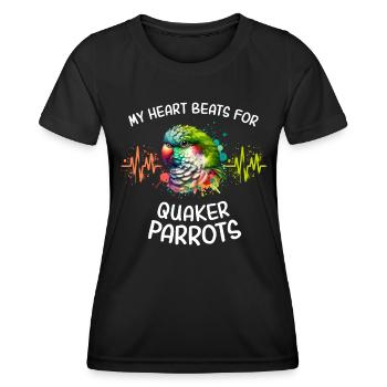 Mönchssittich Herzlinie - Frauen Funktions-T-Shirt - Schwarz - Vorne - AI Model Female 172 light (172cm)