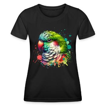 Motif Perruche Moine - T-shirt sport Femme - noir - Devant - AI Model Female 172 light (172cm)