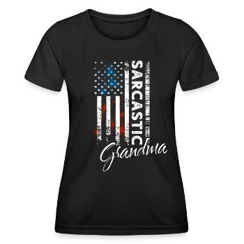 Mamie sarcastique - T-shirt sport Femme - noir - Devant - AI Model Female 172 light (172cm)