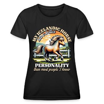 Dictons de chevaux islandais - T-shirt sport Femme - noir - Devant - AI Model Female 172 light (172cm)
