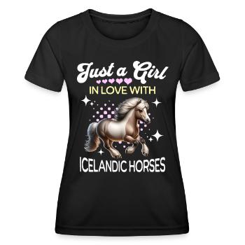 Fille islandaise Cheval islandais - T-shirt sport Femme - noir - Devant - AI Model Female 172 light (172cm)