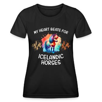 Isländer Herzlinie Pferd Islandpony - Frauen Funktions-T-Shirt - Schwarz - Vorne - AI Model Female 172 light (172cm)
