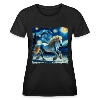 Nuit étoilée islandaise Cheval islandais - T-shirt sport Femme - noir - Devant - AI Model Female 172 light (172cm)