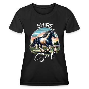 Shire Horse Mädchen Shire Horse - Frauen Funktions-T-Shirt - Schwarz - Vorne - AI Model Female 172 light (172cm)