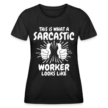 Sarkastischer Arbeiter - Frauen Funktions-T-Shirt - Schwarz - Vorne - AI Model Female 172 light (172cm)