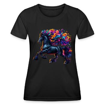 Cheval frison Pferd - T-shirt sport Femme - noir - Devant - AI Model Female 172 light (172cm)