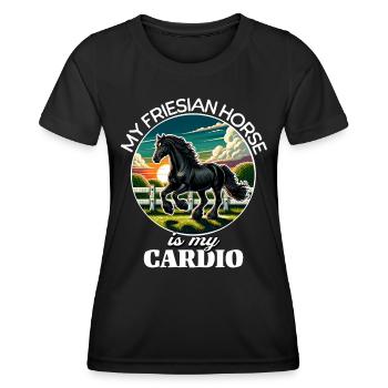 Cheval frison Pferd - T-shirt sport Femme - noir - Devant - AI Model Female 172 light (172cm)
