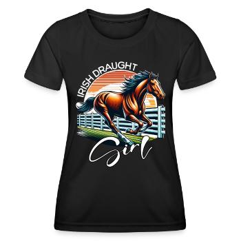 Fille de trait irlandaise Cheval de trait irlandais - T-shirt sport Femme - noir - Devant - AI Model Female 172 light (172cm)