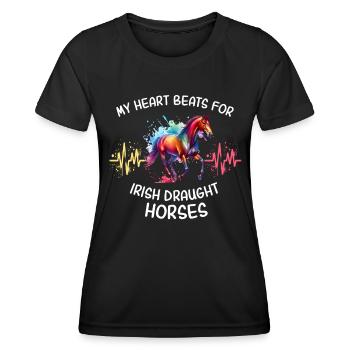 Cheval de trait irlandais Cheval de ligne de cœur - T-shirt sport Femme - noir - Devant - AI Model Female 172 light (172cm)