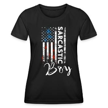 Sarkastischer Junge - Frauen Funktions-T-Shirt - Schwarz - Vorne - AI Model Female 172 light (172cm)