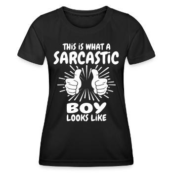 Garçon sarcastique - T-shirt sport Femme - noir - Devant - AI Model Female 172 light (172cm)