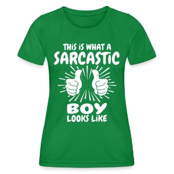 Sarkastischer Junge - Frauen Funktions-T-Shirt - Kelly Green - Vorne - AI Model Female 172 dark (172cm)