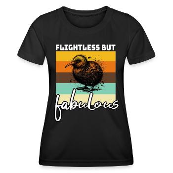Dictons drôles d’oiseau kiwi - T-shirt sport Femme - noir - Devant - AI Model Female 172 light (172cm)