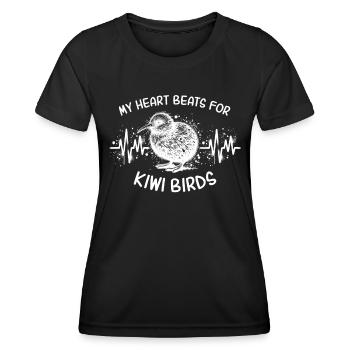 ECG New Zealand Kiwi Heart Line - T-shirt sport Femme - noir - Devant - AI Model Female 172 light (172cm)