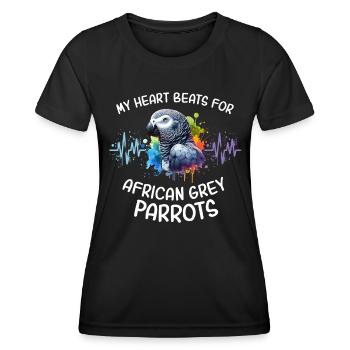 Graupapagei Herzlinie - Frauen Funktions-T-Shirt - Schwarz - Vorne - AI Model Female 172 light (172cm)