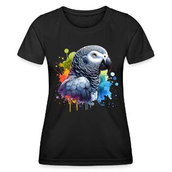 Graupapagei Motiv - Frauen Funktions-T-Shirt - Schwarz - Vorne - AI Model Female 172 light (172cm)