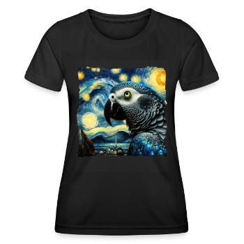 African grey parrot Starry Night - Women's Functional T-Shirt - black - Front - AI Model Female 172 light (172cm)