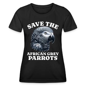 African grey parrot Save Grey Parrot - Women's Functional T-Shirt - black - Front - AI Model Female 172 light (172cm)