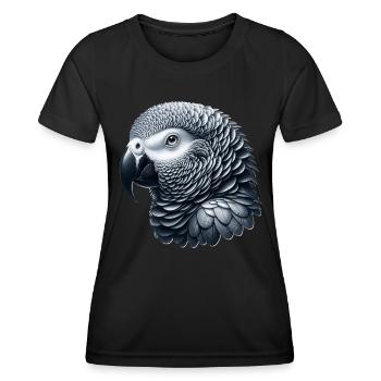 Graupapagei - Frauen Funktions-T-Shirt - Schwarz - Vorne - AI Model Female 172 light (172cm)